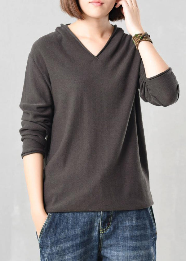 Oversized gray long sleeve sweater fall fashion wild knitted tops autumn