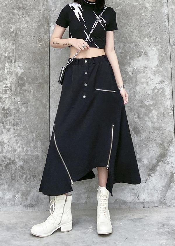 Irregular skirt female summer a-line skirt in the long section of large size elastic waist wild casual skirt