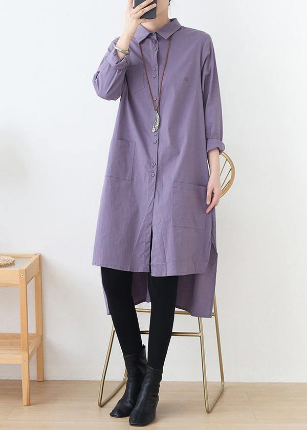 Italian lapel low high design clothes For Women Outfits purple Dresses