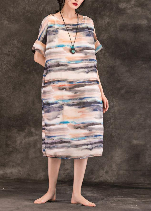 diy multicolor clothes o neck pockets Midi summer Dress