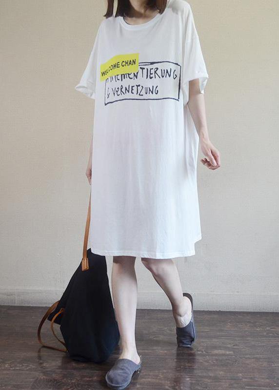 DIY cotton dresses Sweets Summer Loose Letter Casual Straight Dress