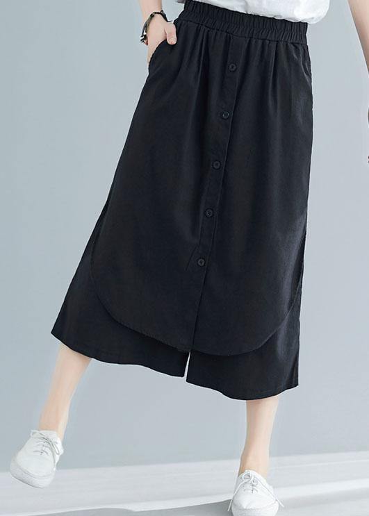 new black cotton casual pants skirts plus size elastic waist pants skirts