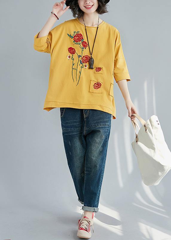 Italian yellow cotton clothes For Women boutique Outfits o neck patchwork tunic Summer