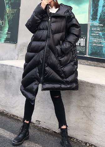 women plus size winter coats black hooded zippered womens parkas