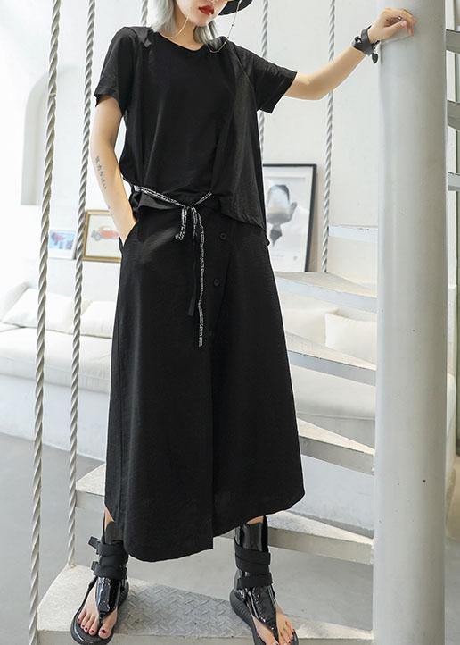 DIY black cotton clothes For Women false two pieces Traveling summer Dress