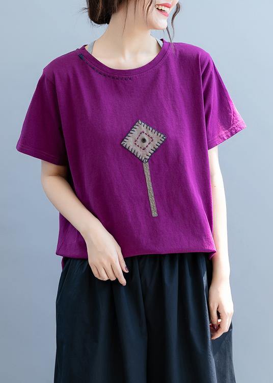 DIY o neck patchwork clothes For Women Christmas Gifts purple shirt