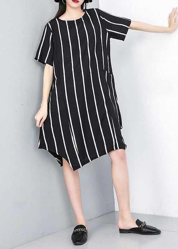 Women plus size Summer Pullover Fashion Striped Irregular Dress