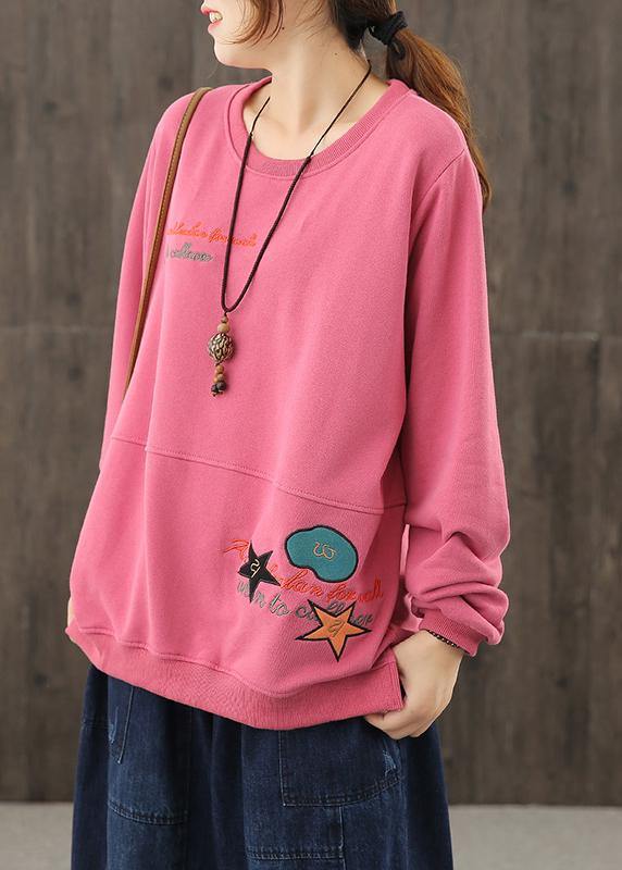 Art o neck crane tops Wardrobes pink Cartoon print tops