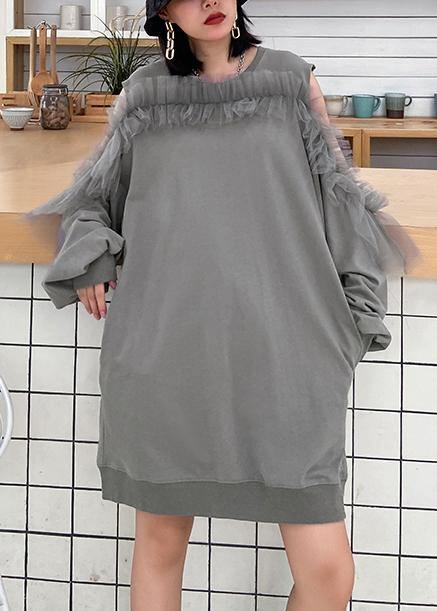 Women off the shoulder summer quilting dresses Shape gray Dresses