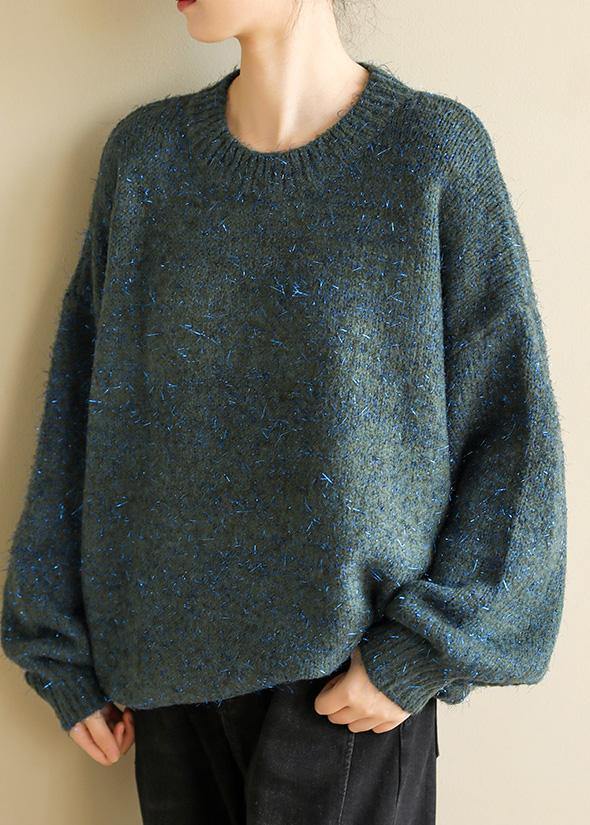 Chunky o neck army green sweaters trendy plus size wild knit blouse