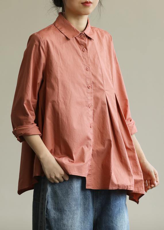 Natural lapel asymmetric top Wardrobes orange blouse