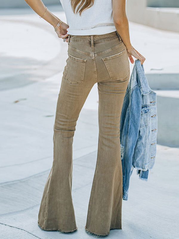 Flare Jeans For Woman Camel Cotton Spring Bell Bottoms 2024