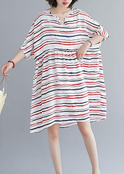 Vivid o neck summer quilting dresses Fashion Ideas red striped Dress