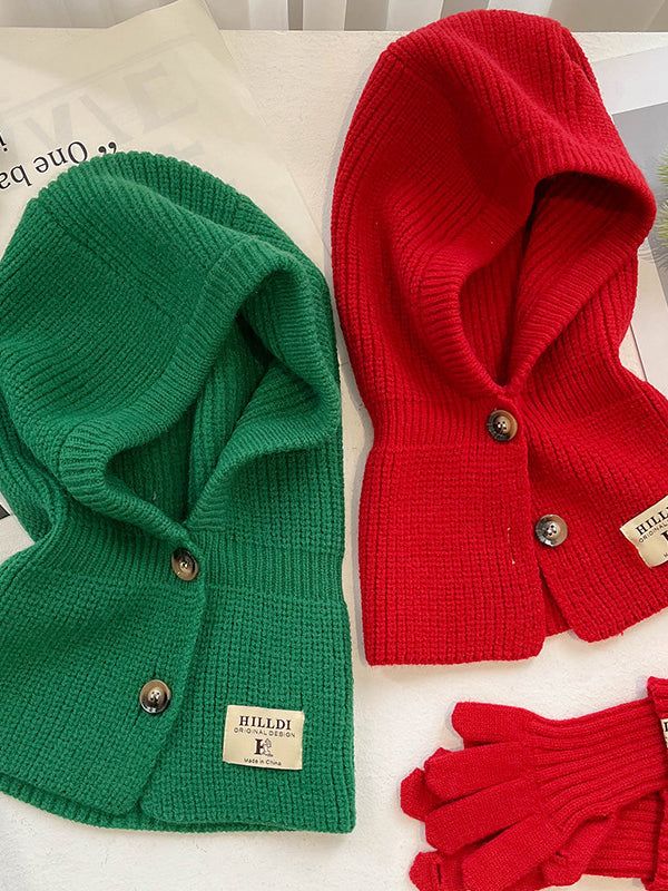 Simple Buttoned Keep Warm Solid Color Hats&Caps