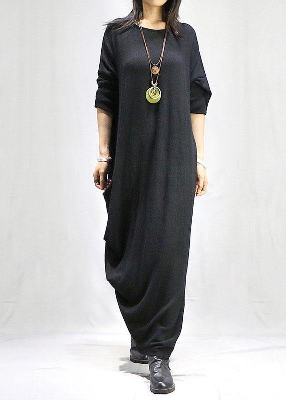 Women o neck long sleeve Tunics black Traveling Dress fall