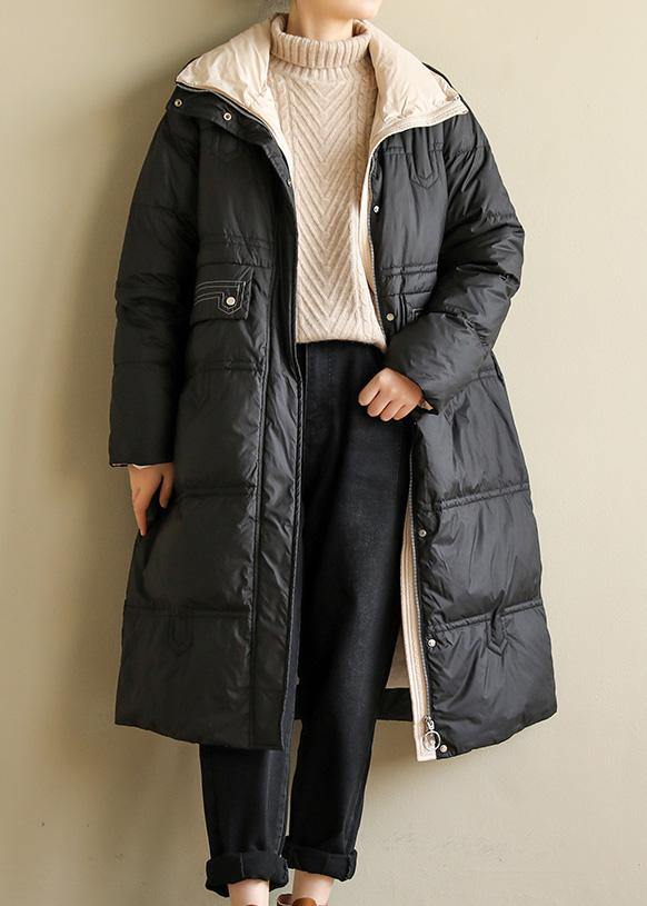 2019 black womens coats oversize snow jackets stand collar patchwork winter outwear