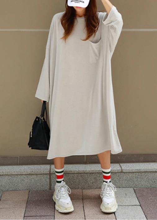 Women o neck Batwing Sleeve cotton summer dress Outfits gray Robe Dresses