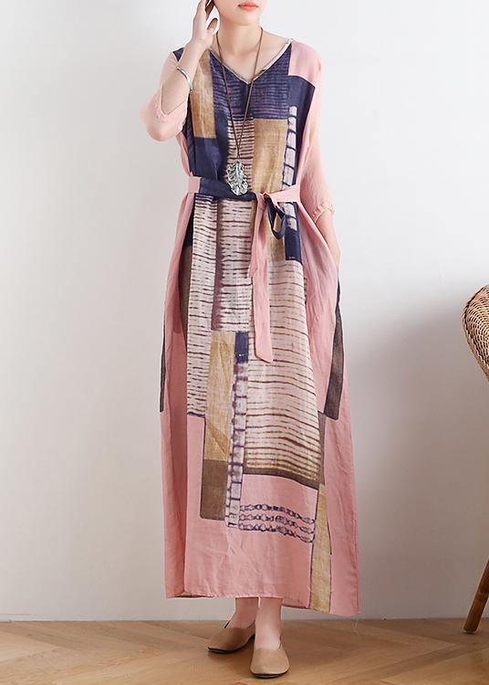 Chic v neck pocketys dresses Photography pink striped Dress