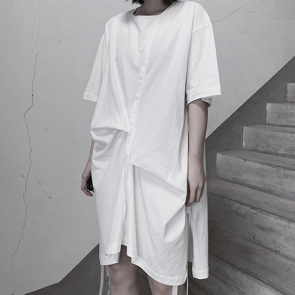 Elegant O Neck Half Sleeve Spring Tunics Wardrobes White Dress