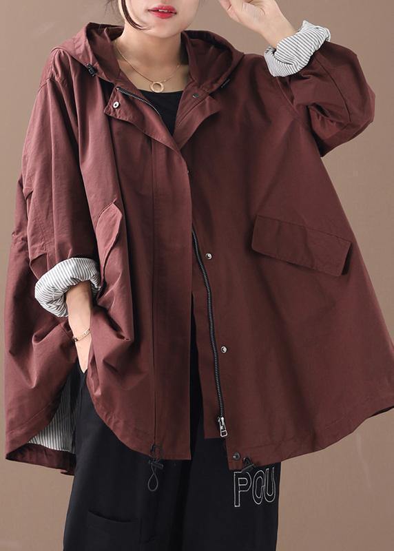 diy hooded baggy Fine clothes For Women burgundy winter jackets