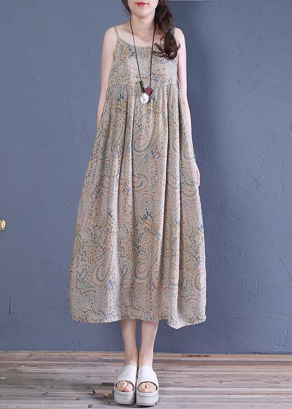 Natural floral cotton clothes Spaghetti Strap Robe summer Dress