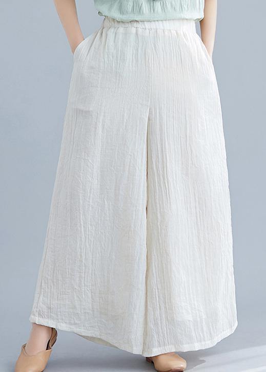 Vintage literary cotton wide-leg pants loose Chinese casual nude trousers