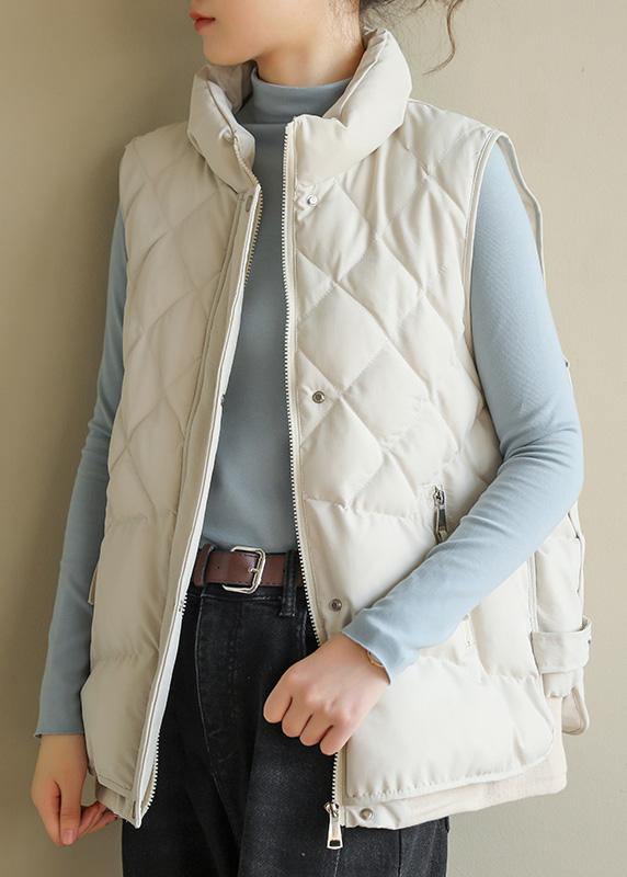 Luxury oversize Jackets & Coats half high neck coats beige sleeveless winter coats