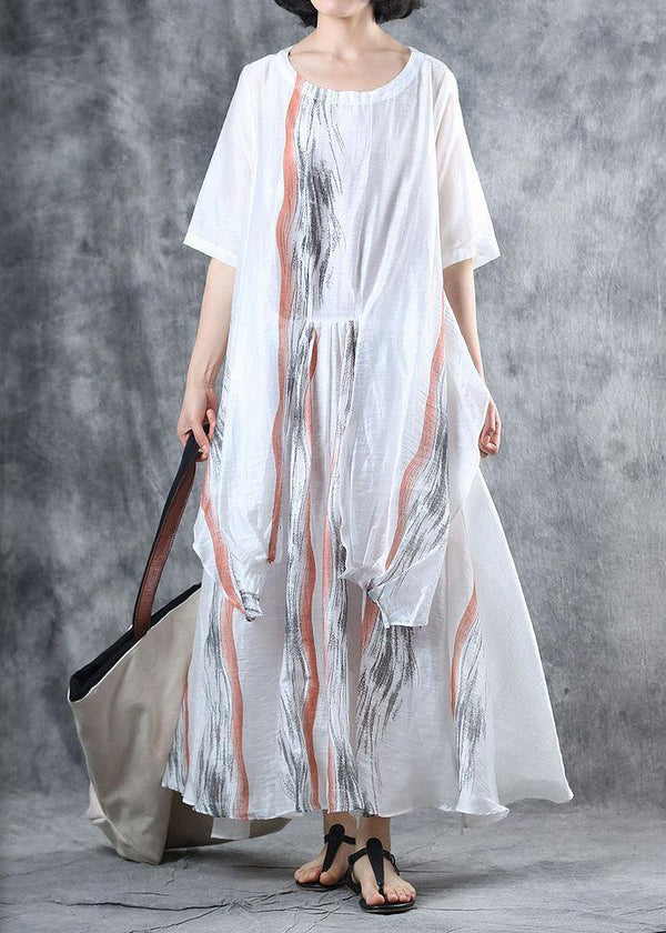 Art asymmetric chiffon summer Robes Wardrobes white Dresses