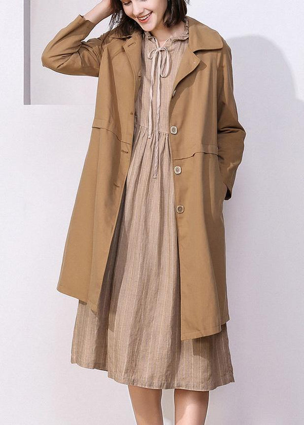 Women khaki fine trench coat Inspiration long sleeve spring jackets