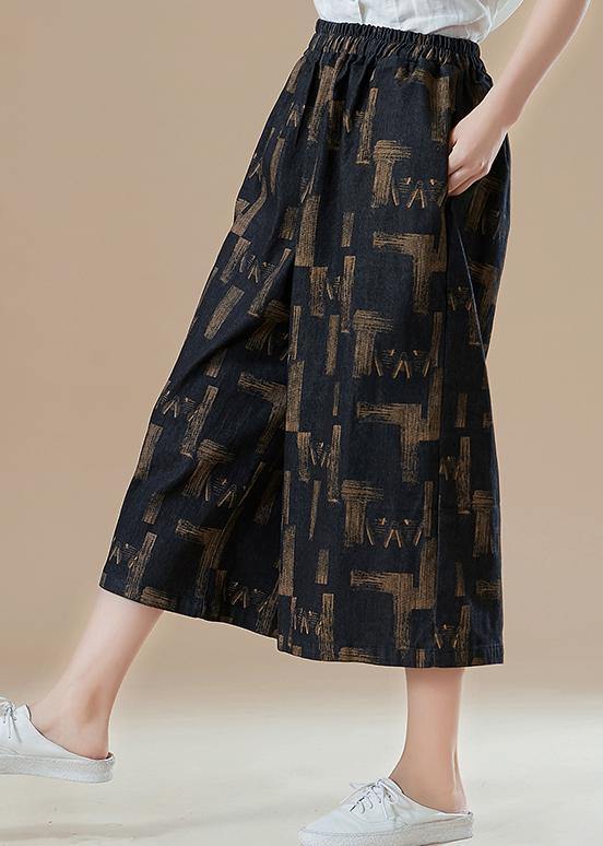 Women elastic waist wide leg pants cotton quilting clothes Drops Design Photography khaki print