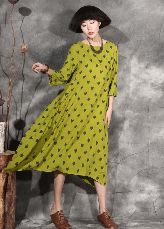 100% dotted linen clothes For Women design yellow Dresses summer