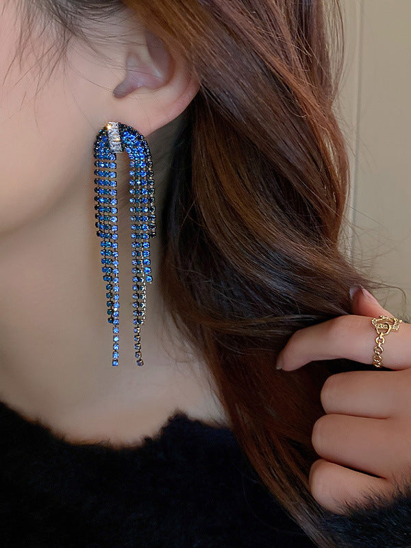 Urban Blue Tasseled Earring