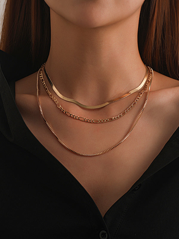 Hollow Solid Color Layered Necklaces