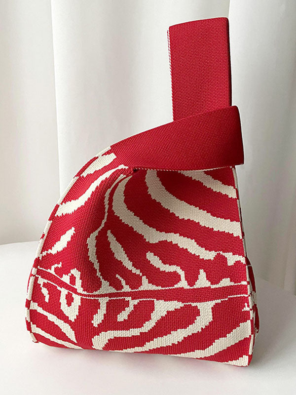 Original Contrast Color Zebra-Stripe Woven Handbags Bags Accessories