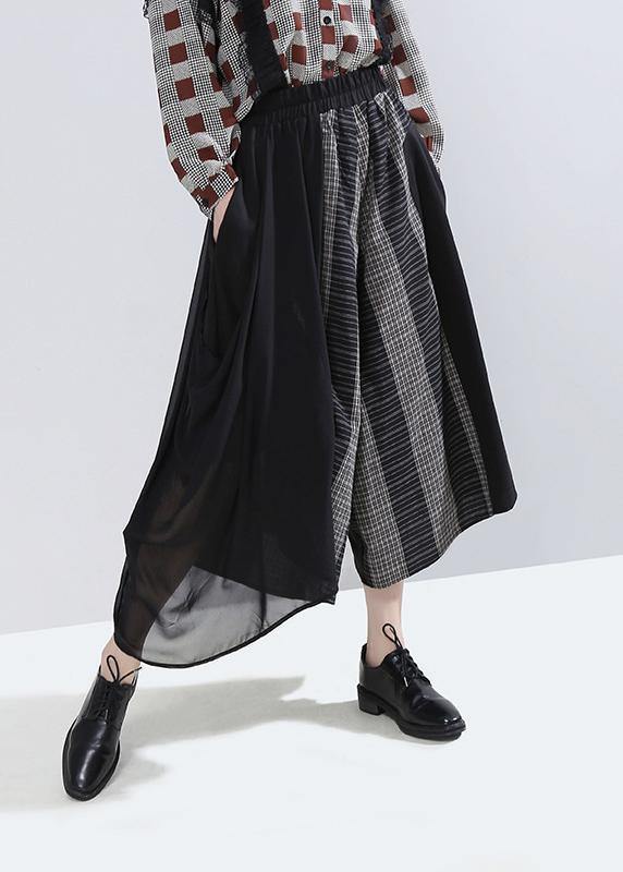 2019 stylish women patchwork casual pants asymmetric wide leg pants