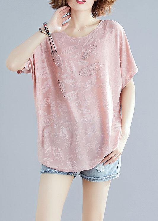 Chic o neck blended tunic top Tunic Tops pink tops summer