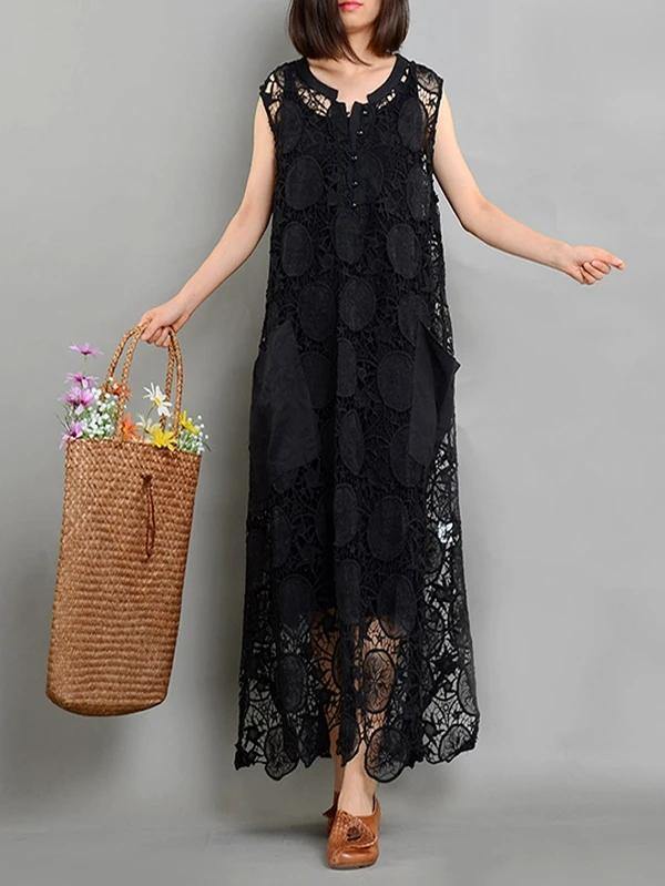 Bohemian pockets asymmetric summer Long black Dress