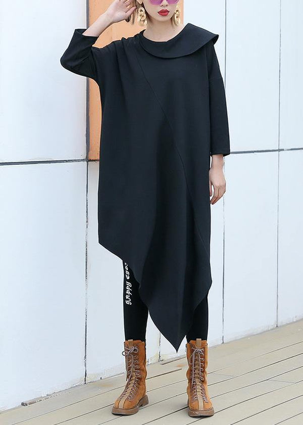 Fashion black patchwork cotton outfit o neck half sleeve Robe summer Dresses