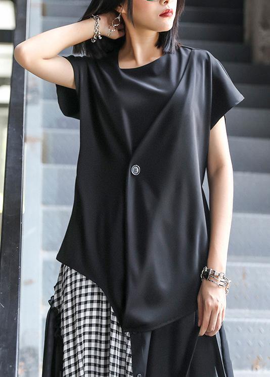 Natural o neck tie waist Blouse Neckline black shirt