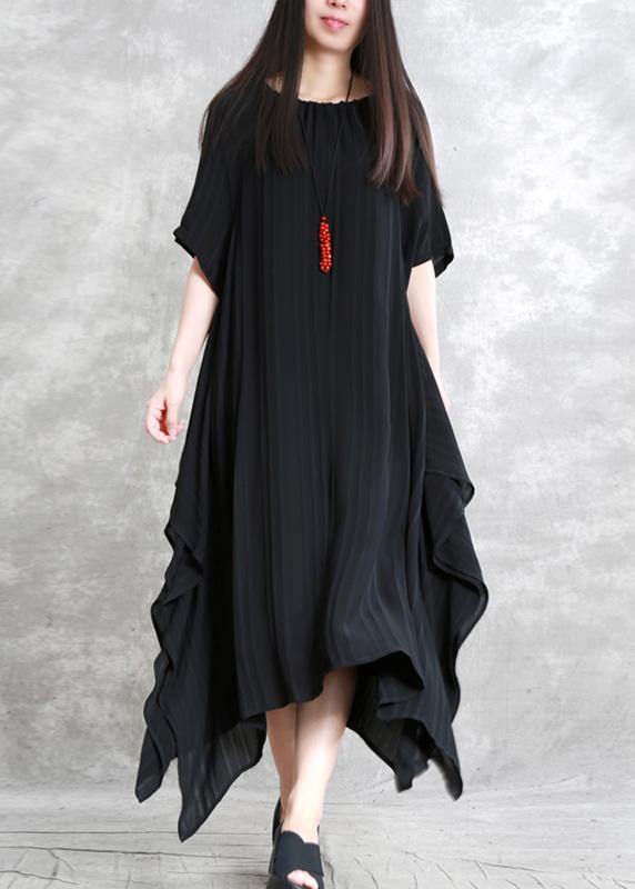 Beautiful black clothes o neck asymmetric Plus Size Dress