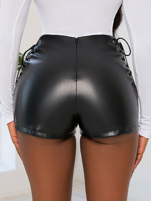 Shorts For Woman PU Leather Casual Bottoms