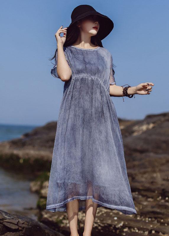 Chic o neck cotton outfit Photography blue Dresses summer