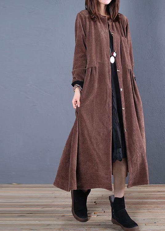 Luxury Loose fitting Coats fall coats chocolate o neck pockets outwear