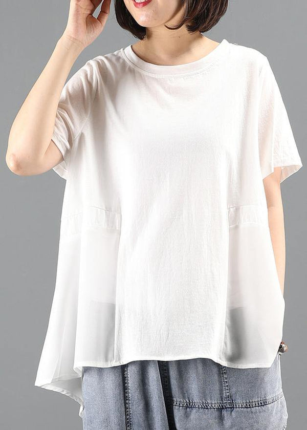 Beautiful white tops women Wardrobes o neck patchwork summer tops