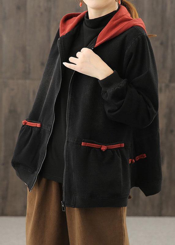 Italian hooded zippered Fashion trench coat red tunic jackets