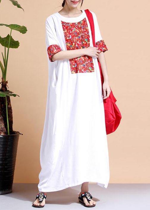 Classy O Neck Patchwork Outfit Fashion Ideas White Robe Dress