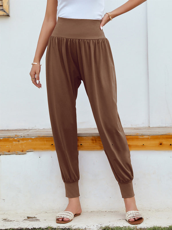 Simple Casual 9 Colors Pleated Harem Pants
