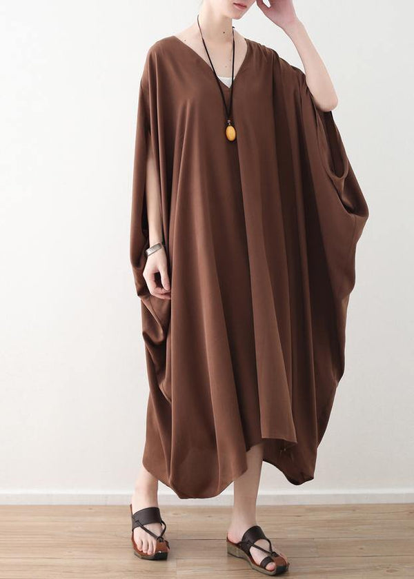 DIY chocolate silk Robes Pakistani Sewing v neck Kaftan summer Dresses