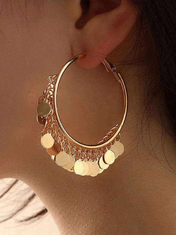 Fashion Tasseled Solid Color Geometric Earrings Accessories