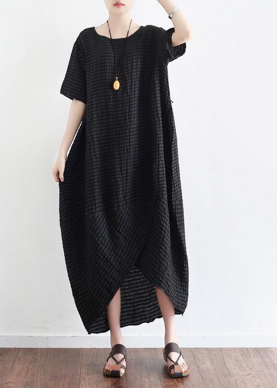 Elegant o neck linen clothes Tutorials black Dress summer